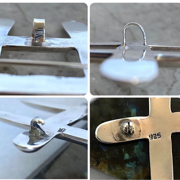 Sterling Silver 925 Large Hashtag Pound Symbol Brooch Pendant Necklace FLAW 17" - Picture 12 of 16